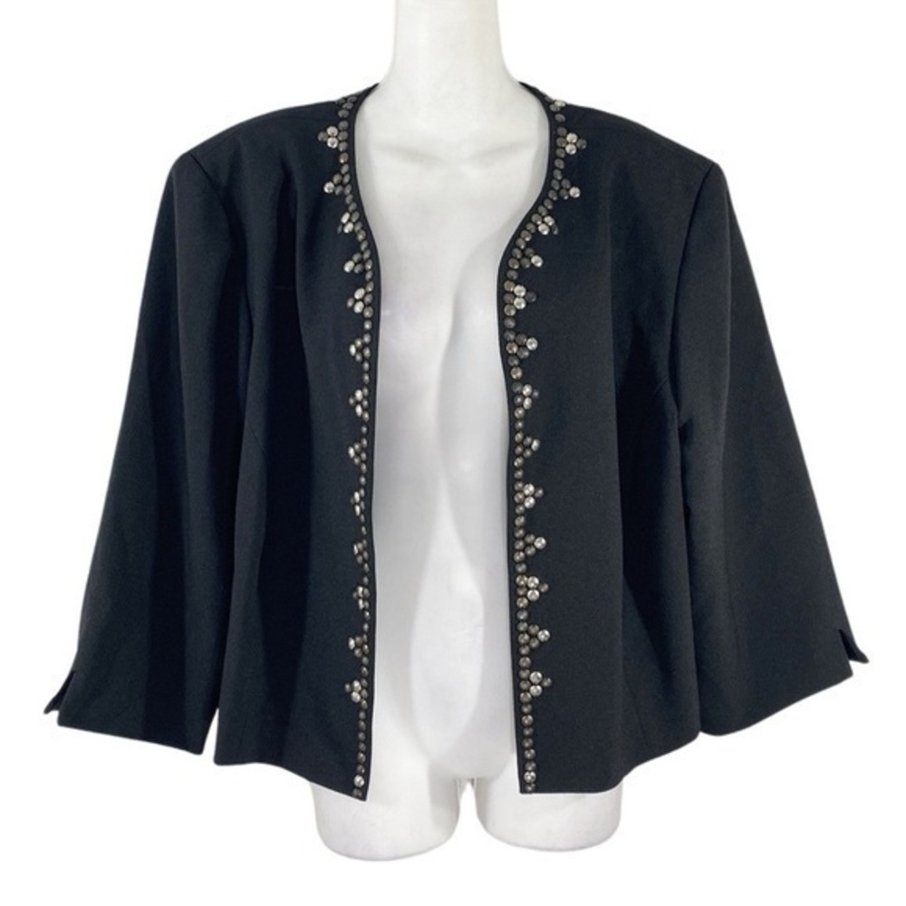Jessica Howard black antiqued stud open crop blazer jacket 22W